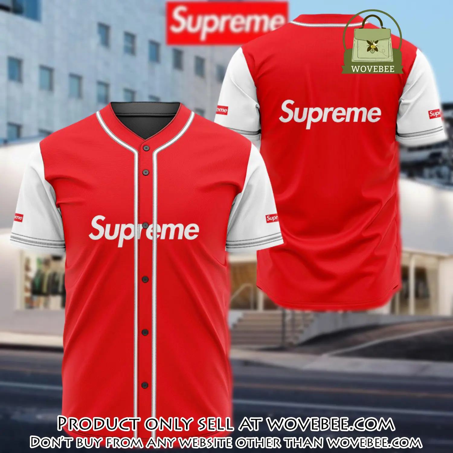 Supreme white red red baseball jersey shirt luxury bjs1248 wvb4625106